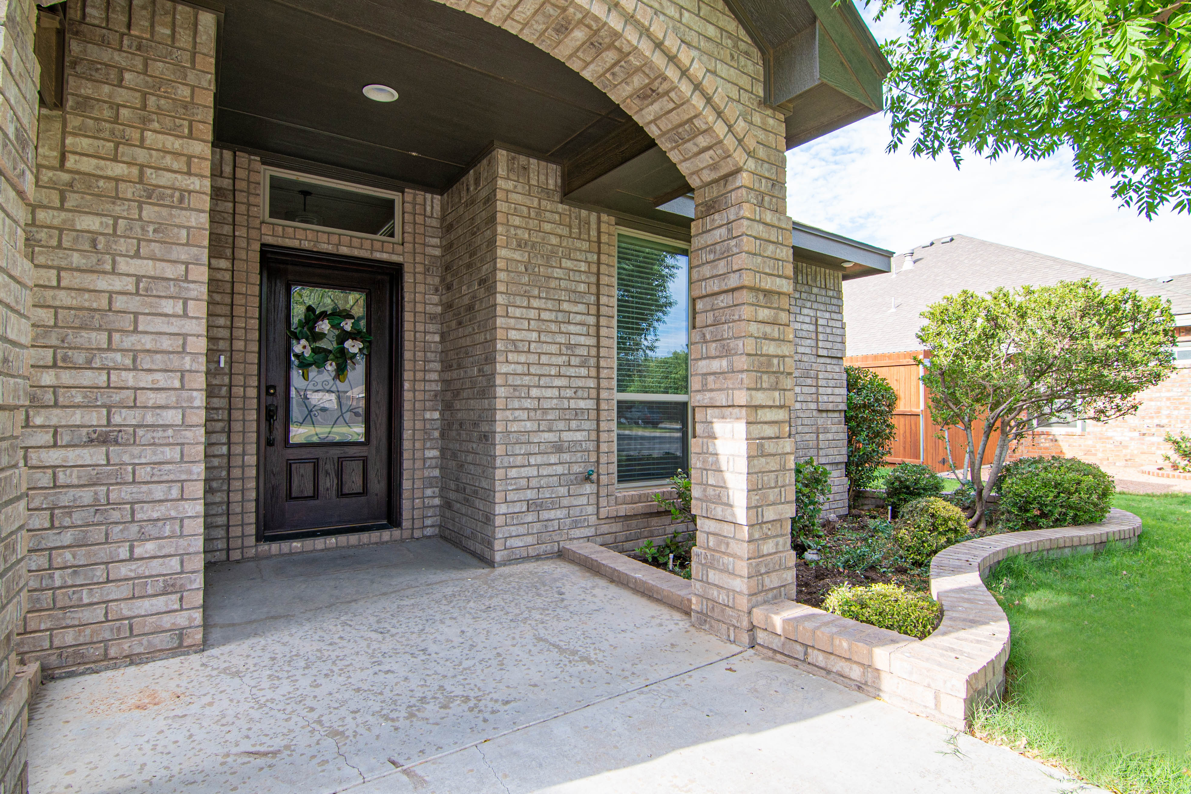 Front door of a stone house